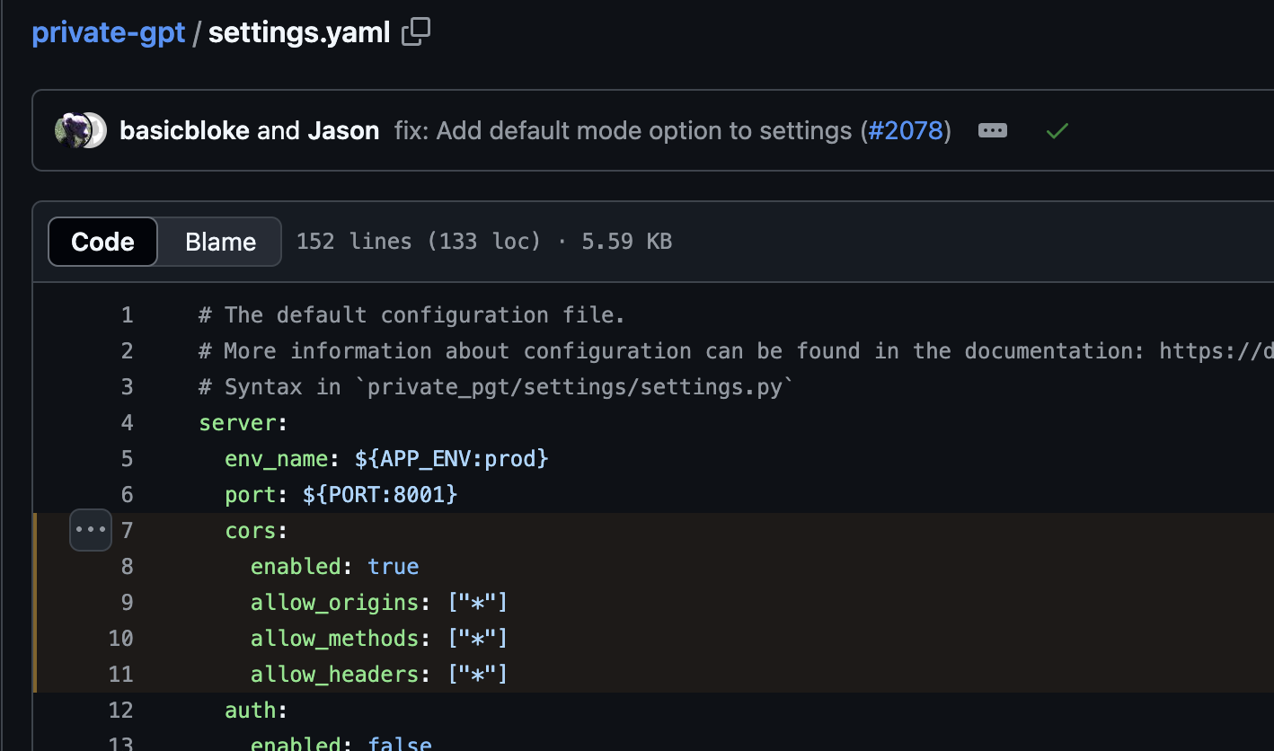 Misconfigured settings